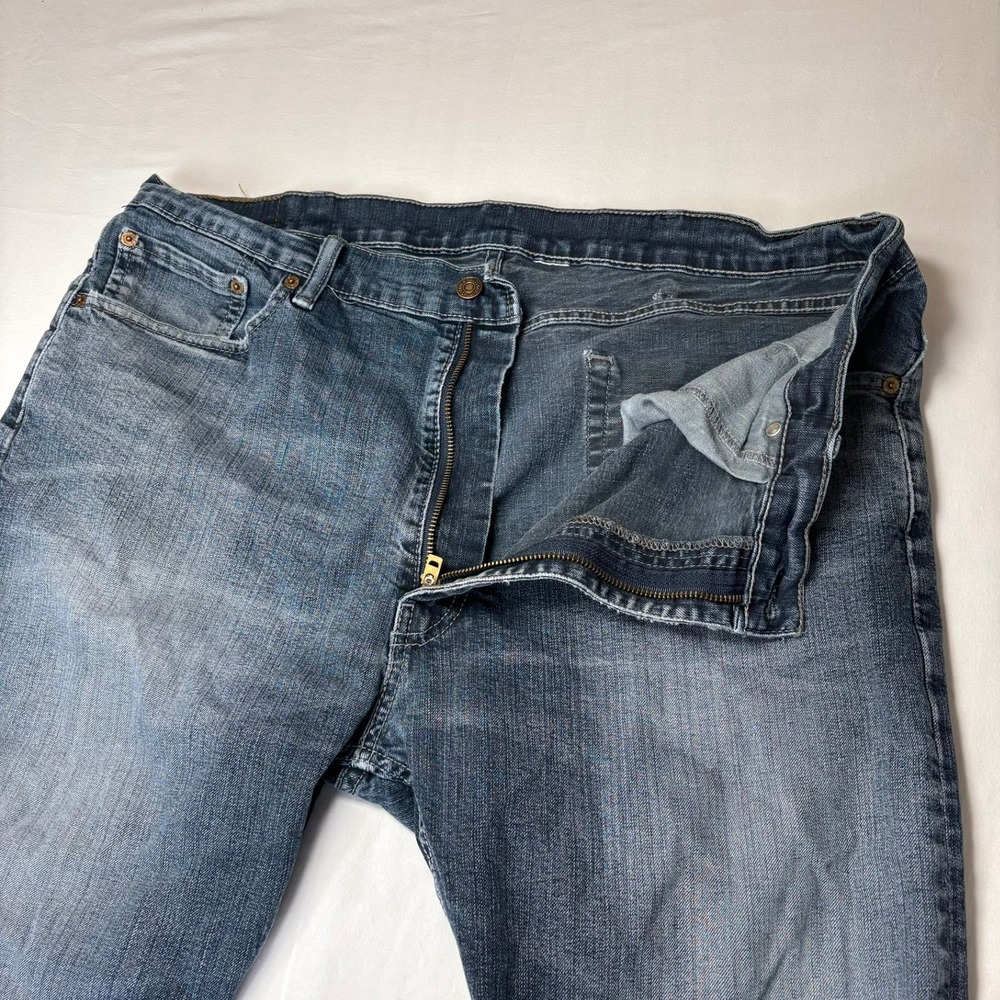 Levi's 505 Jeans Mens 40x30 Straight Leg Dark Wash Blue Stretch Denim Good Fade